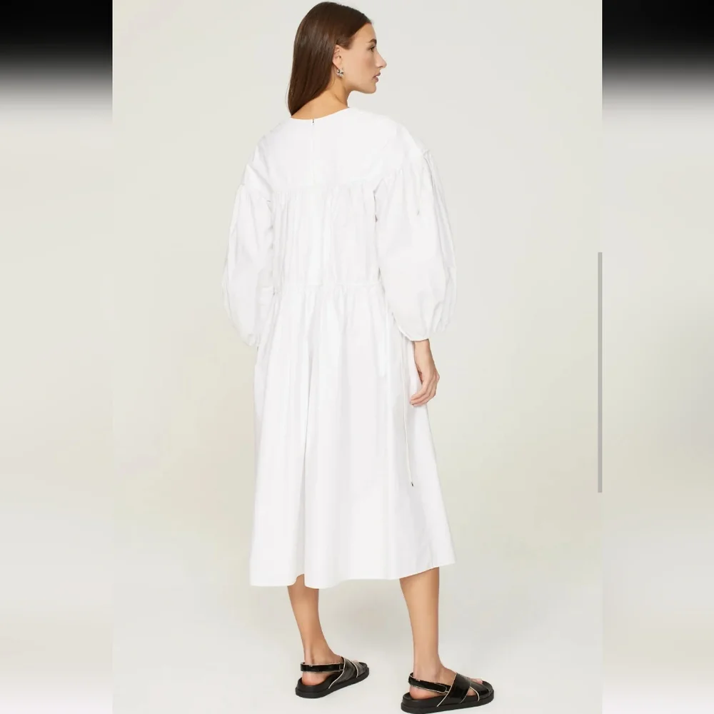 Rosetta Getty White Cinched Midi Dress Size S - Picture 3 of 10